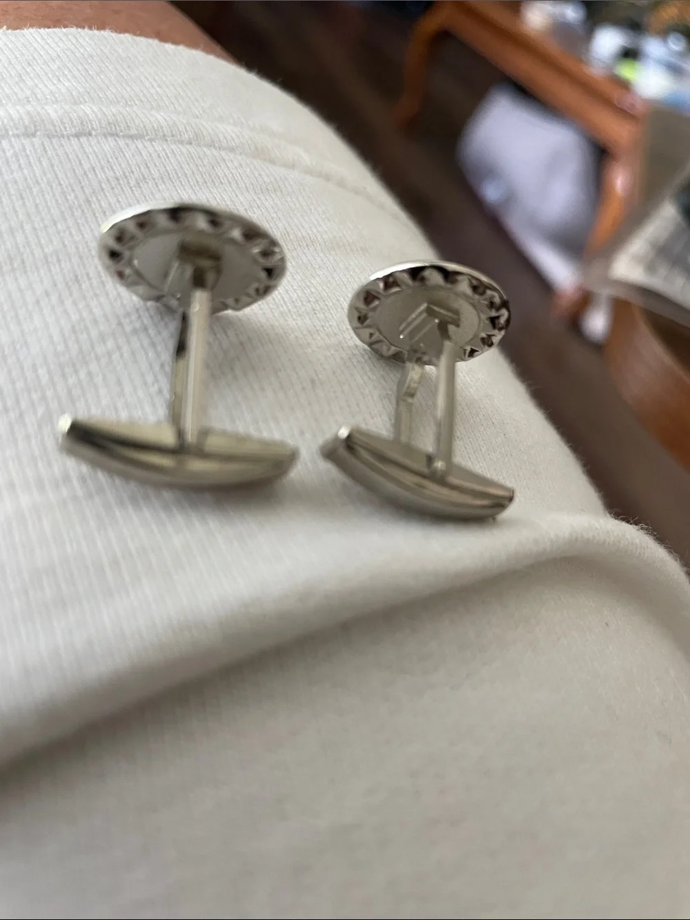 VTG BPOE Elks Lodge silver-Tone Blue Center Cufflinks with Rhinestone Accents